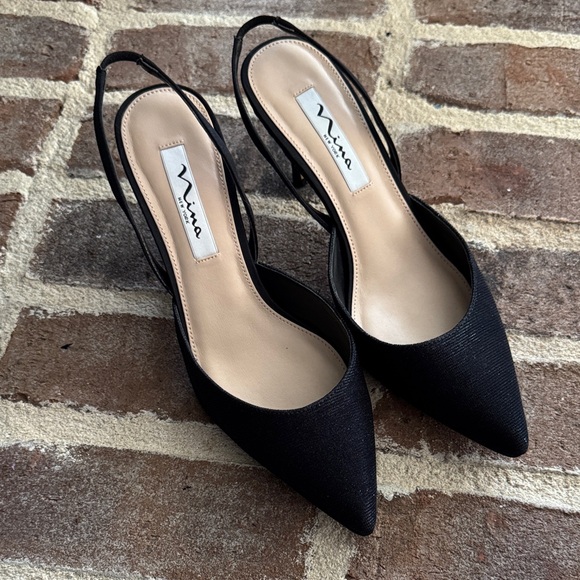 Nina Shoes - Nina size 8 Teri Black Slingback Women's heels